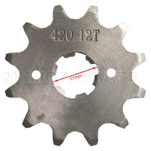 420 12-Tooth 17mm Engine Sprocket with holes - Click Image to Close