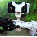 Motorcycle Bicycle Bike Holder Handlebar Cli Stand Mount For Cell Phone GPS - WHITE - Click Image to Close