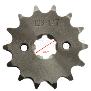 428 14-Tooth 17mm Engine Sprocket for 50cc-250cc ATV, Dirt Bike