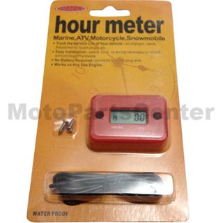 Red Waterproof Hour Meter for Motorcycle, Pocket Bike, Scooter