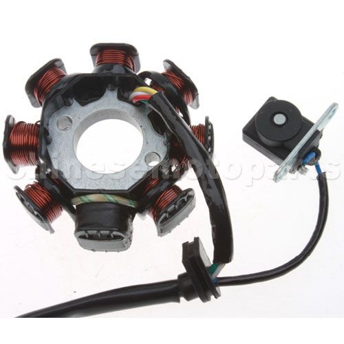 8-Coil Magneto Stator for GY6 50cc Moped & Scooter - Click Image to Close